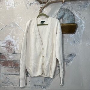 Vintage Nordstrom XL Tall button up cardigan V neck cream grandpa sweater